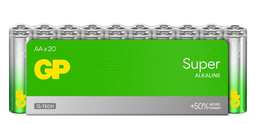 Piles alcalines GP Super AA/LR6 pack de 20, longue durée