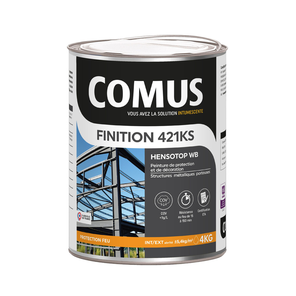 Pot de peinture de finition Hensotop WB 421KS Blanc 4 kg pour traitement et protection des métaux