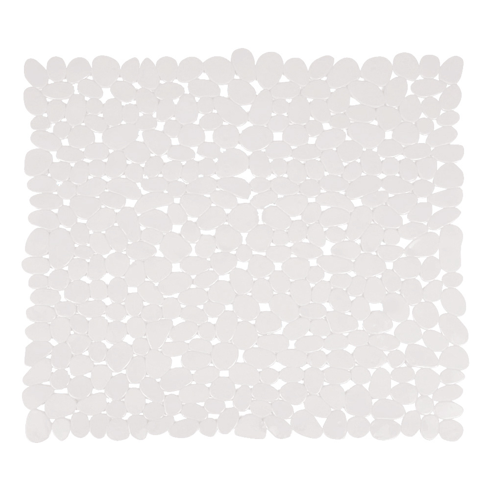 Tapis de fond de douche PVC blanc 53x53 cm motif galets antidérapant