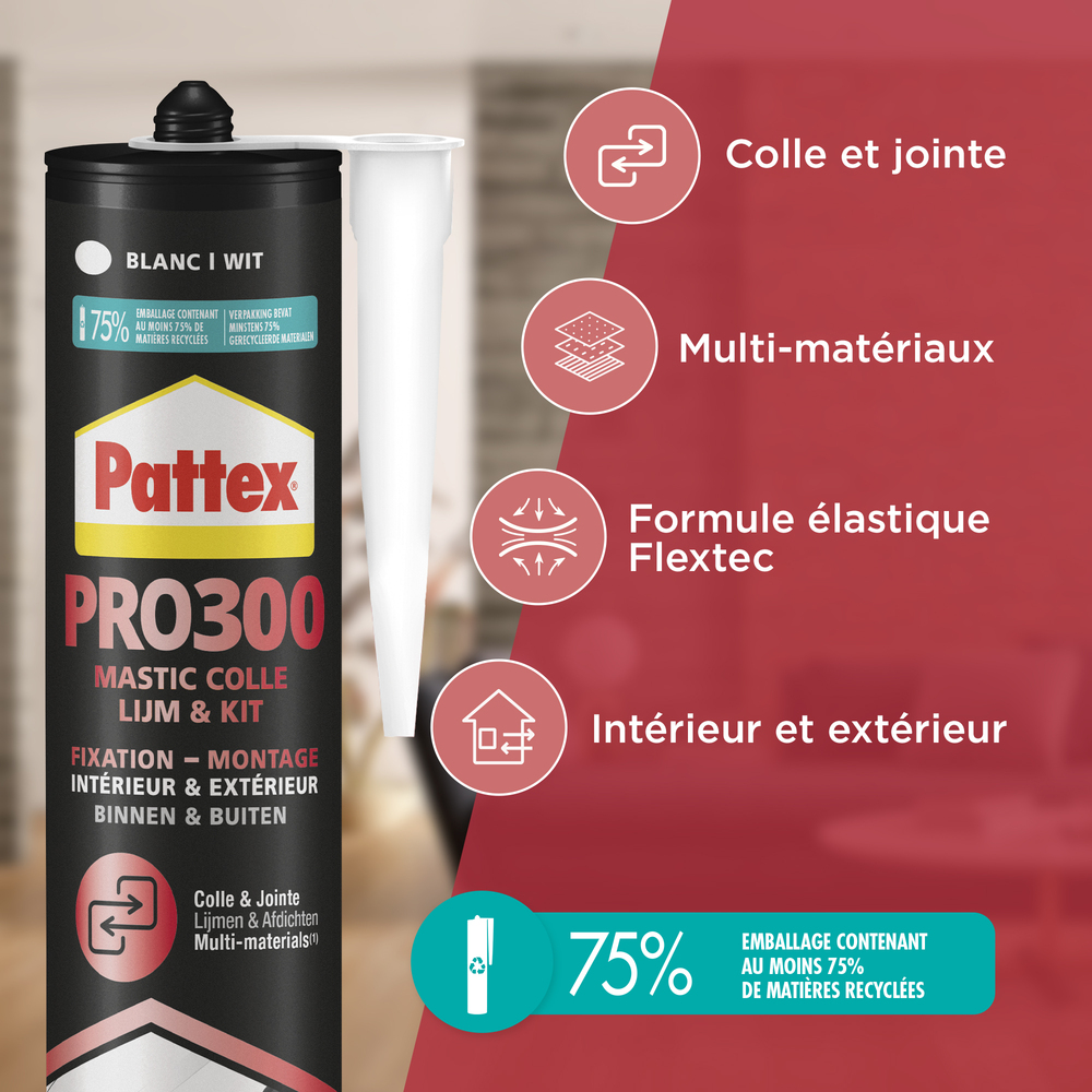 Mastic Colle PRO300 Fixation Blanc 410 g