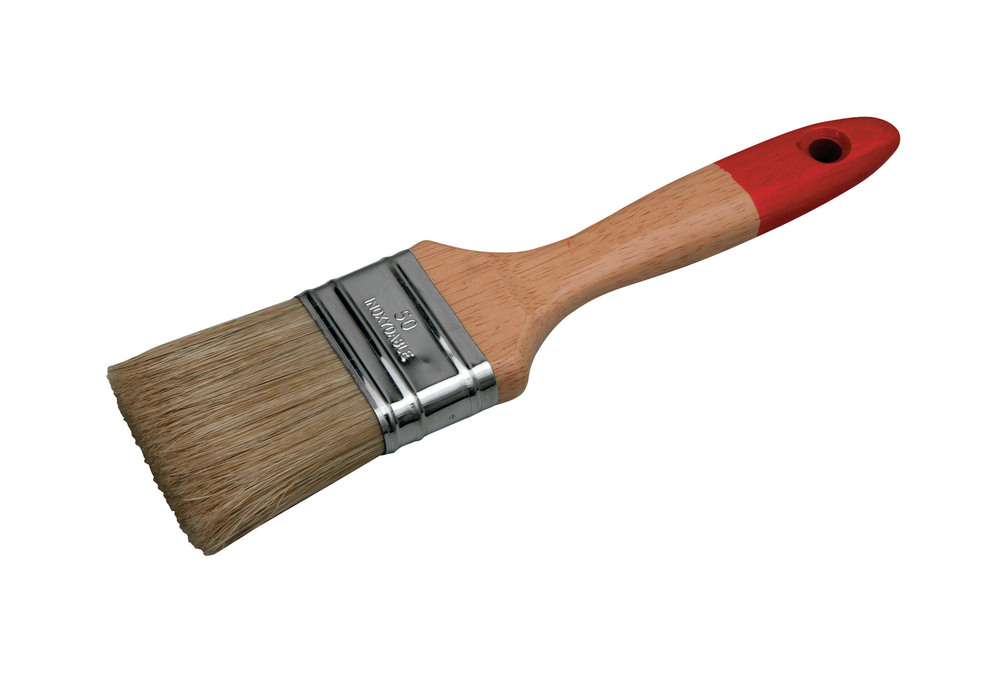 Brosse plate professionnelle pour peinture glycéro, avec manche en bois et poils synthétiques résistants
