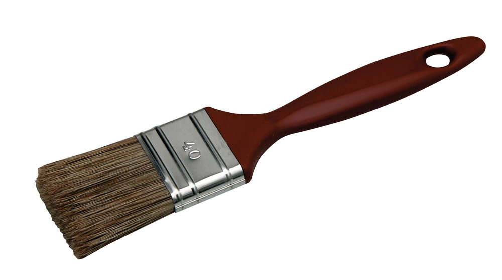 Brosse plate pour lasure et traitement du bois avec manche en polypropylène et poils résistants