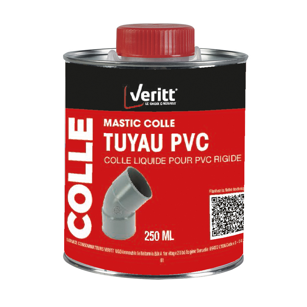 Pot de mastic colle PVC 250 ml pour réparations et assemblages durables