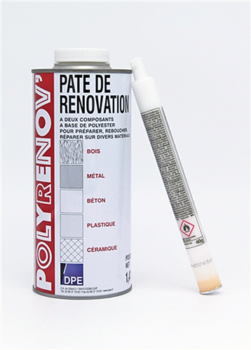 Mastic en pâte à rénover Polyrenov' Blanc 1.4 kg pour le rebouchage et le lissage des surfaces intérieures