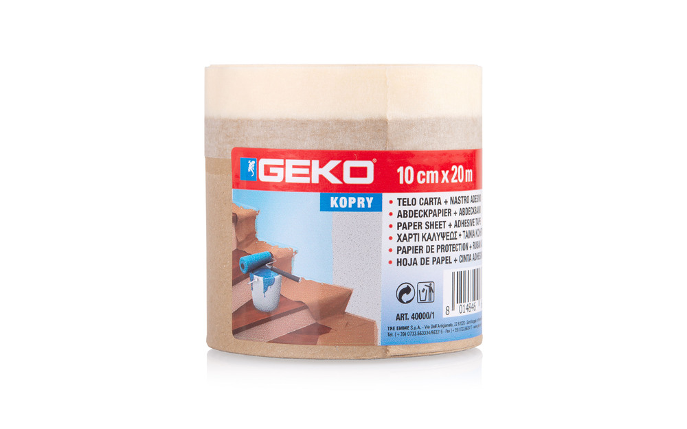 Rouleau de Papier avec ruban de masquage 10 cm x 20 m pour la protection lors de travaux de peinture.
