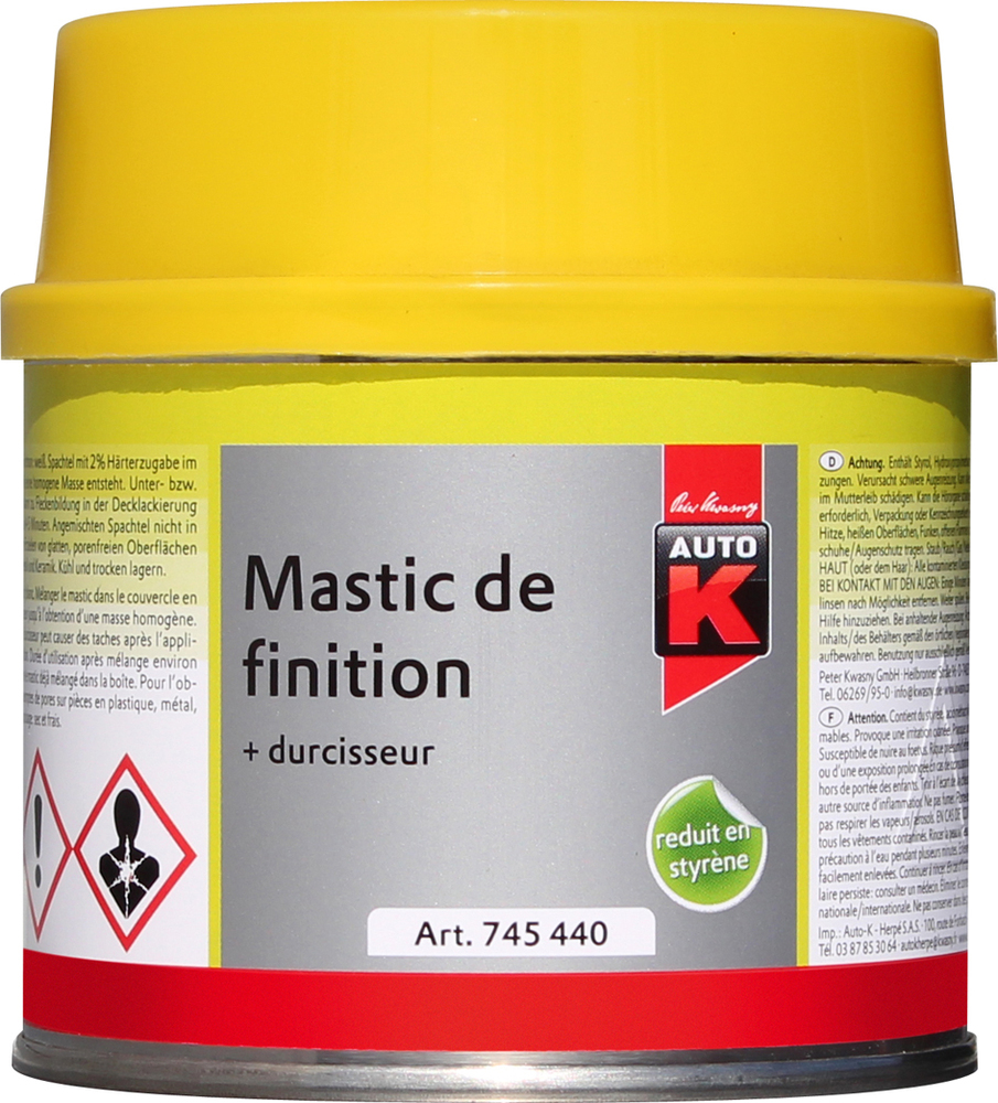 Mastic de Finition bi-composant avec durcisseur pour réparation fer