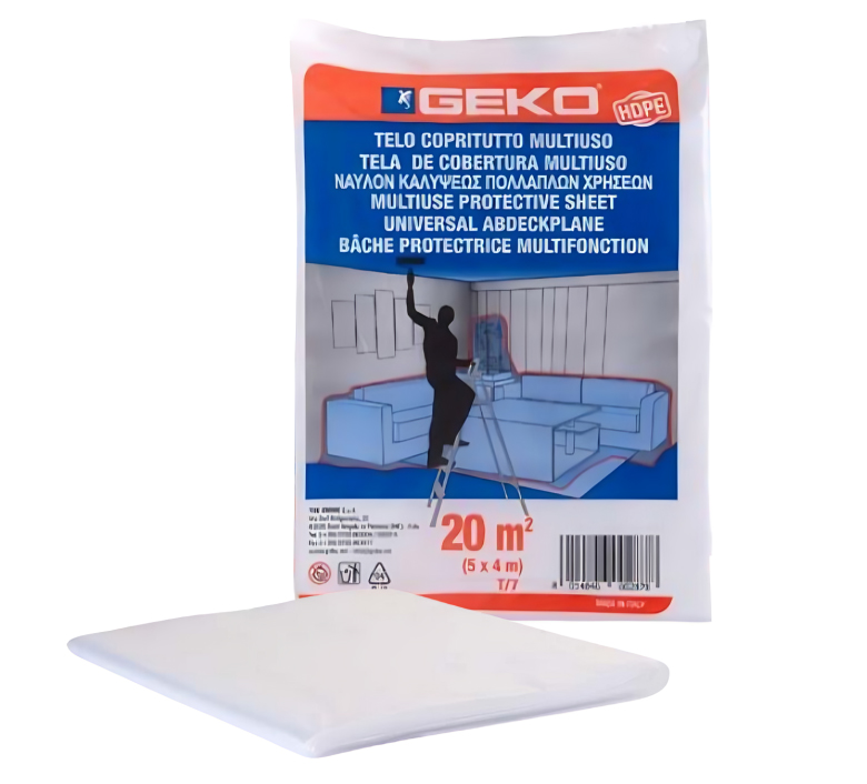 Bâche de protection 20 m² (5x4 m) sous sachet, idéale pour travaux de peinture et rénovation