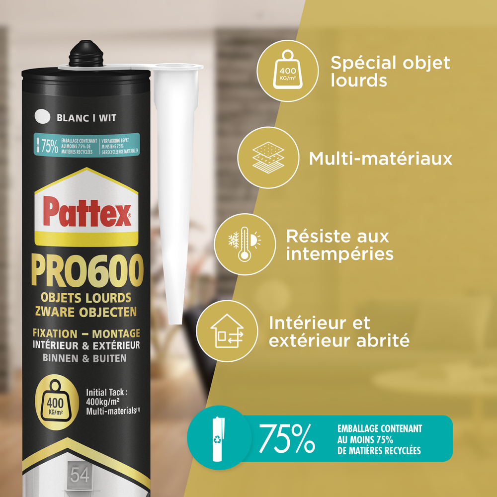 Colle PRO600 Objets Lourds Blanc 460 g