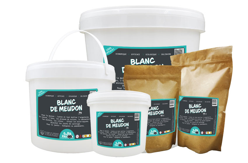 Sac de Blanc de Meudon, poudre nettoyante naturelle multi-usages pour l'entretien ménager.