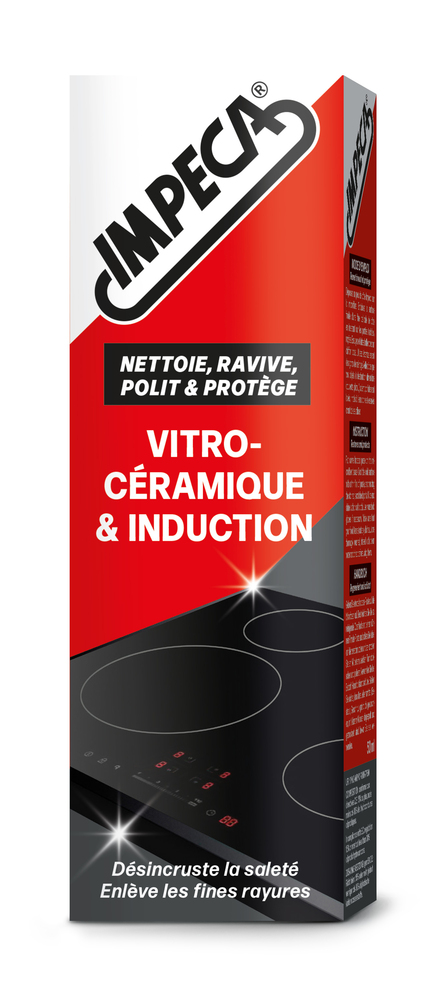 Flacon de nettoyant 50 ml pour plaques vitrocéramiques et induction, pour éliminer les résidus de cuisson et faire briller.