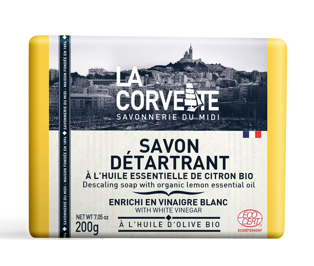 Pain de savon détartrant anti-calcaire 200g aux huiles essentielles de citron bio