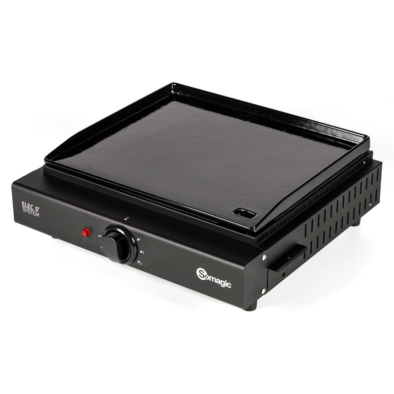 Plancha électrique Oliana avec plaque en fonte émaillée de 43 x 37 cm, idéale pour l'extérieur