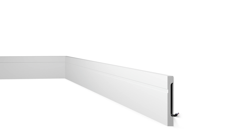 Plinthe Wallstyl FD15 en polystyrène blanc de 150x18mm sur 2 mètres, prête à peindre