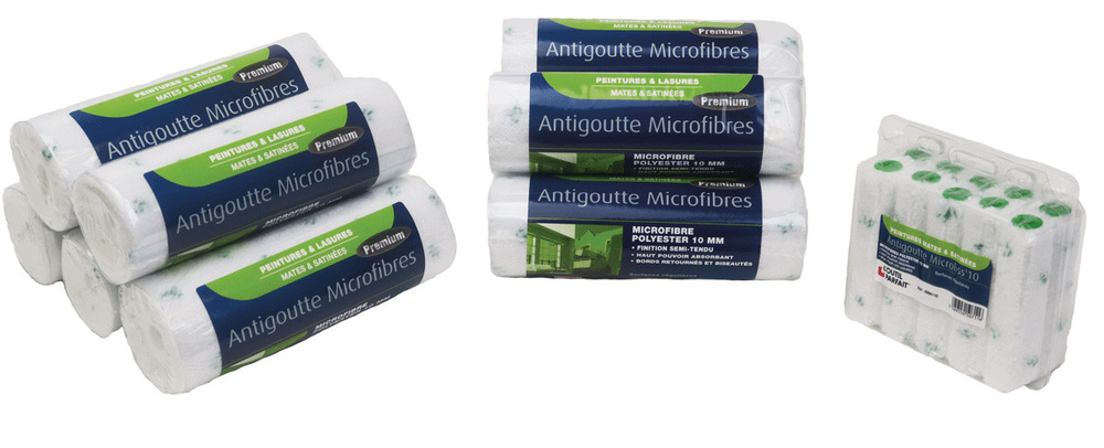 Lot de 10 manchons à peindre Microliss'10 180mm et 10 mini-manchons Microliss'10 110mm pour finition murale lisse