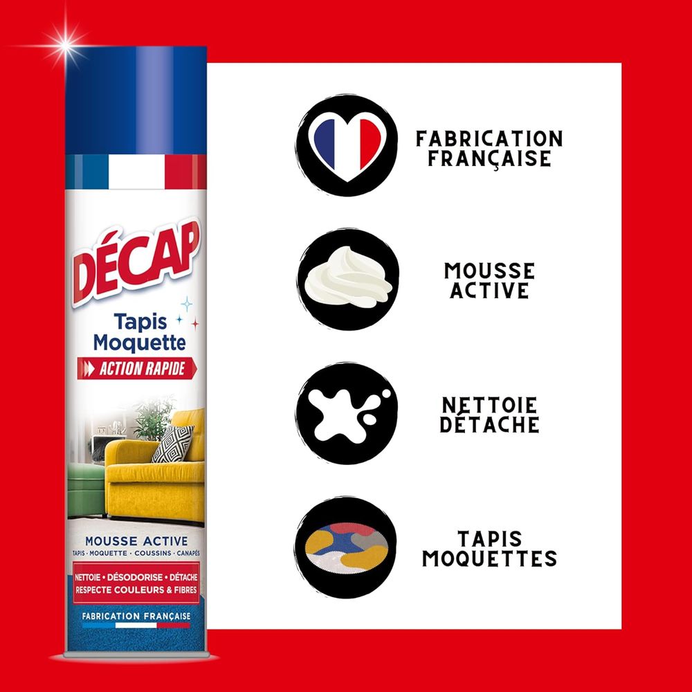 Décap Nettoyant Tapis Moquette Mousse Active Aérosol 600 ml