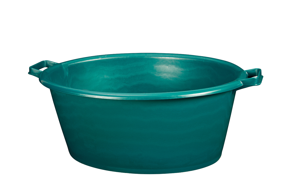 Baquet Ovale Vert 45L en plastique robuste avec poignées