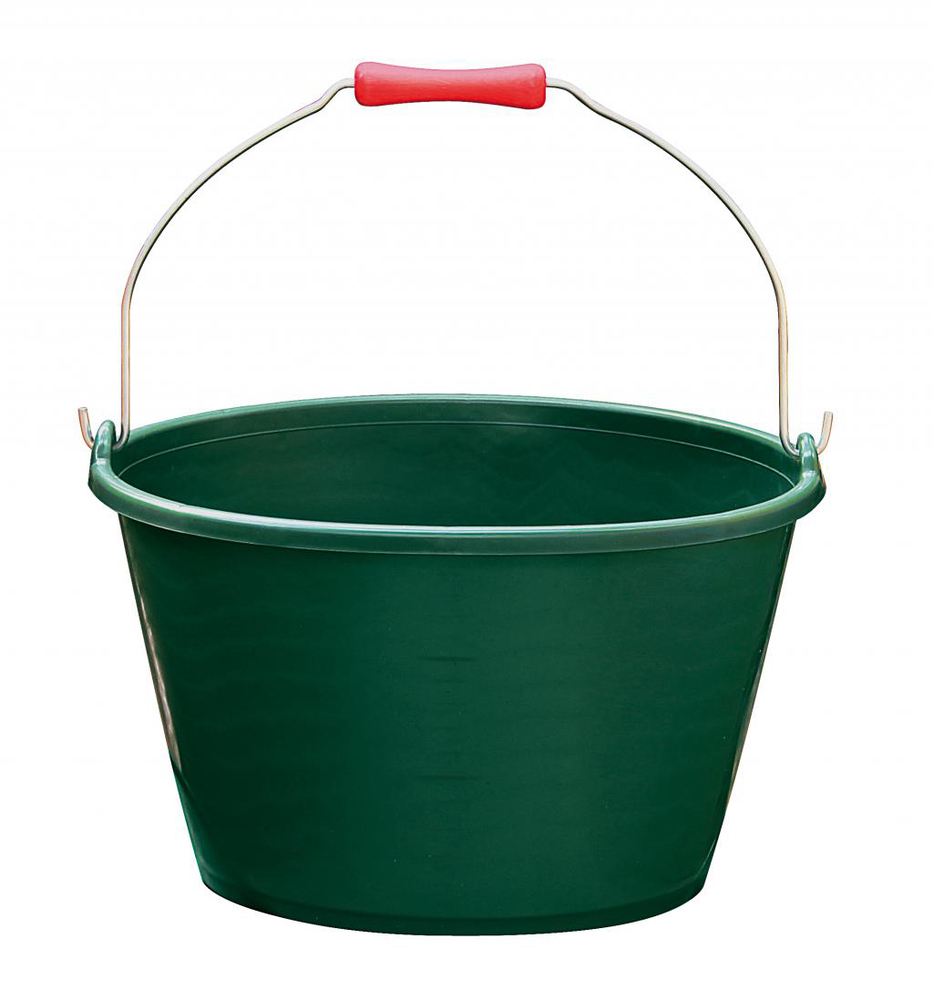 Seau à vendange vert en plastique de 16 litres, avec anse métallique et poignées latérales