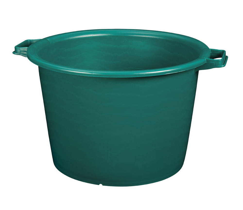 Baquet rond gradué vert en plastique robuste avec poignée pour le ménage
