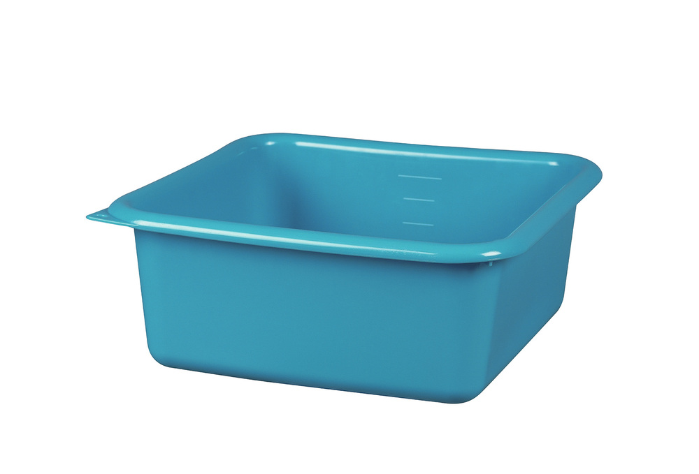 Cuvette de nettoyage carrée graduée bleue en plastique robuste