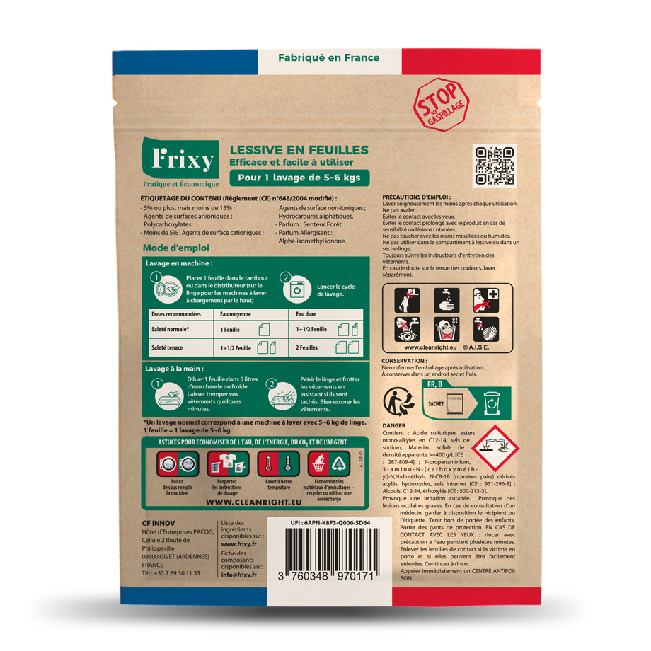 Lessive en Feuilles Hydrosolubles Étui x20 Feuilles