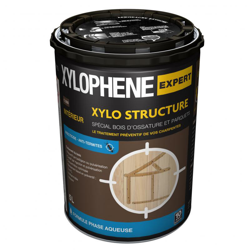 Xylo Expert Structure Traitement Préventif et Curatif pour charpentes et bois de structure, protège contre insectes et champignons.