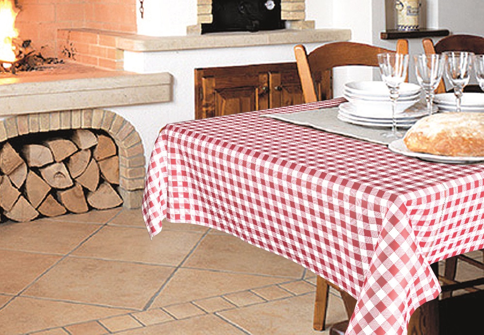 Protège table imprimé Normandie rouge 140 cm x 20 m, motif traditionnel