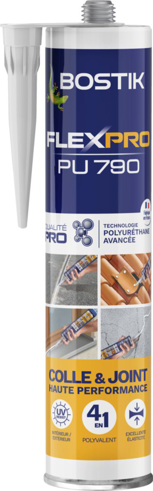 Mastic Colle et Joint polyuréthane FLEXPRO PU790 en cartouche de 300 ml pour étanchéité sanitaire