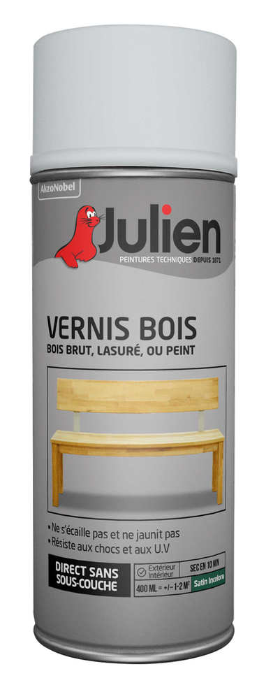 Aérosol de vernis bois incolore satiné 400 ml pour une protection durable