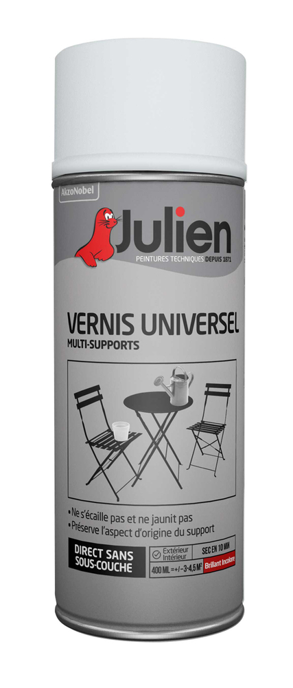 Aérosol de vernis universel incolore brillant 400 ml pour une protection multi-supports durable
