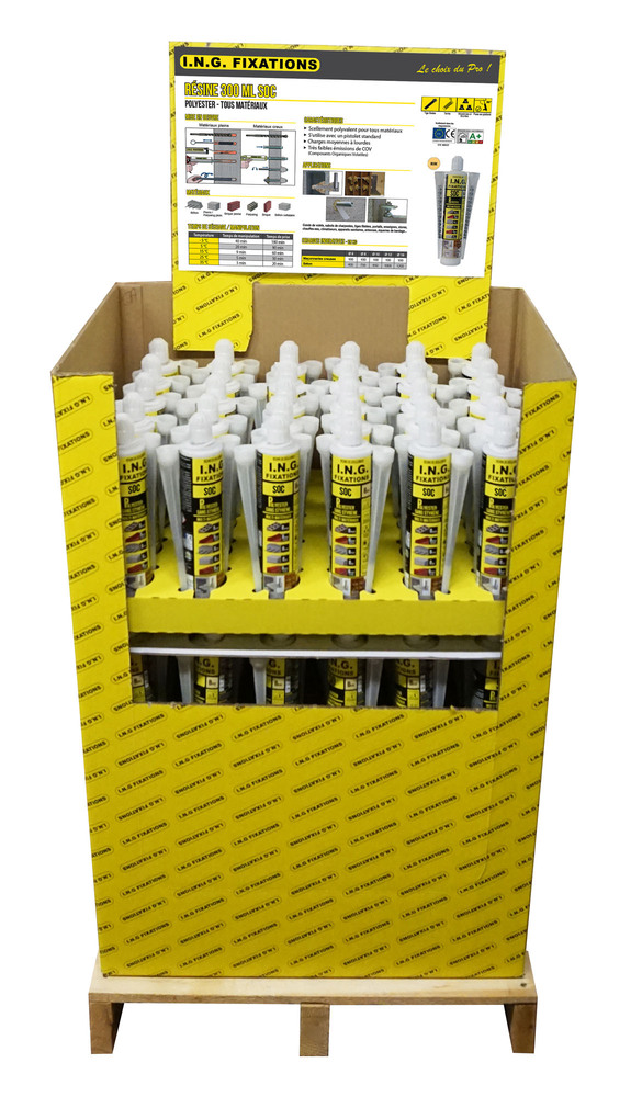 Résine de Scellement SOC, box de 90 cartouches de 300 ml pour maçonnerie et fixation robuste