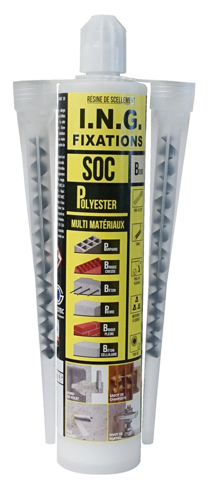 Cartouche de résine de scellement chimique SOC 300 ml pour fixation d'éléments lourds