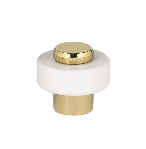 Butoir de porte Luxe-Sol en laiton poli 28x24mm, robuste pour fixation au sol