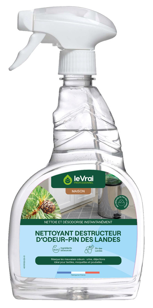 Nettoyant destructeur d'odeur Pin des Landes en flacon pistolet 750 ml pour l'hygiène et l'entretien multi-surfaces