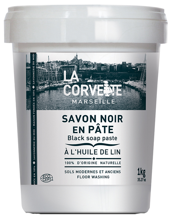Savon Noir Mou 1 kg, nettoyant naturel pour sols, dans son pot refermable