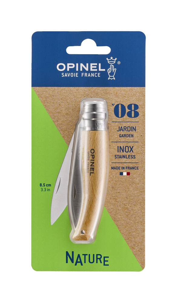 Couteau de Jardin n°8 pliant avec lame en acier inoxydable et manche en bois