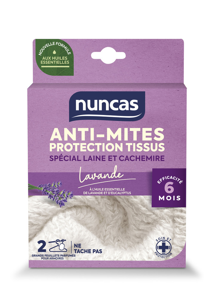 Lot de 2 grands feuillets anti-mites pour armoires et protection des tissus