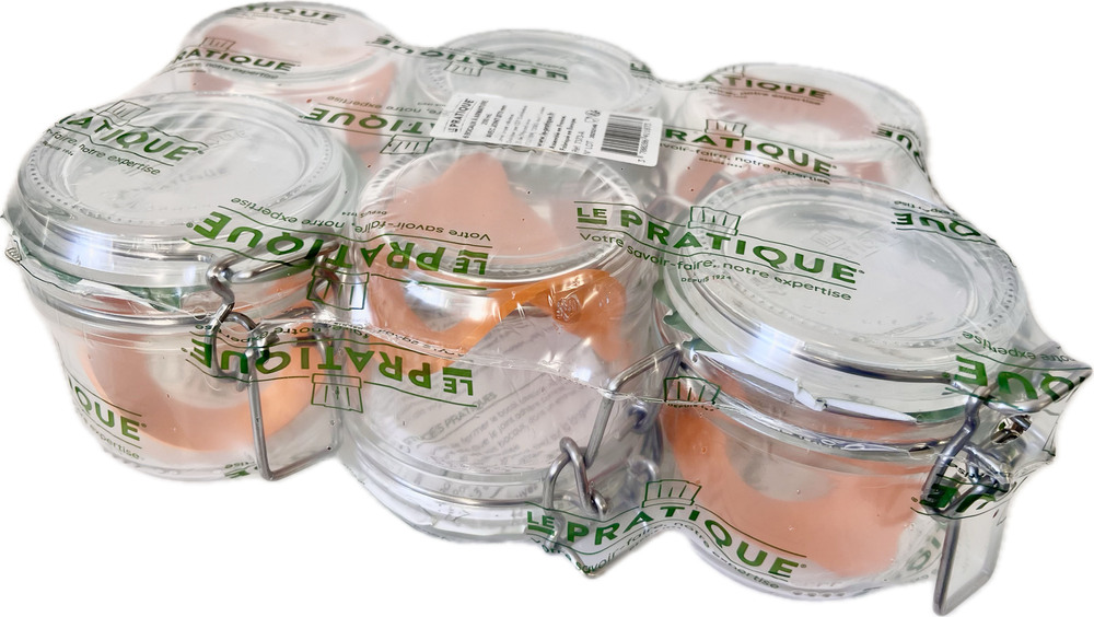 Pack de 6 bocaux en verre Le Pratique de 200 ml (diamètre 70 mm) avec couvercles pour conserves alimentaires.