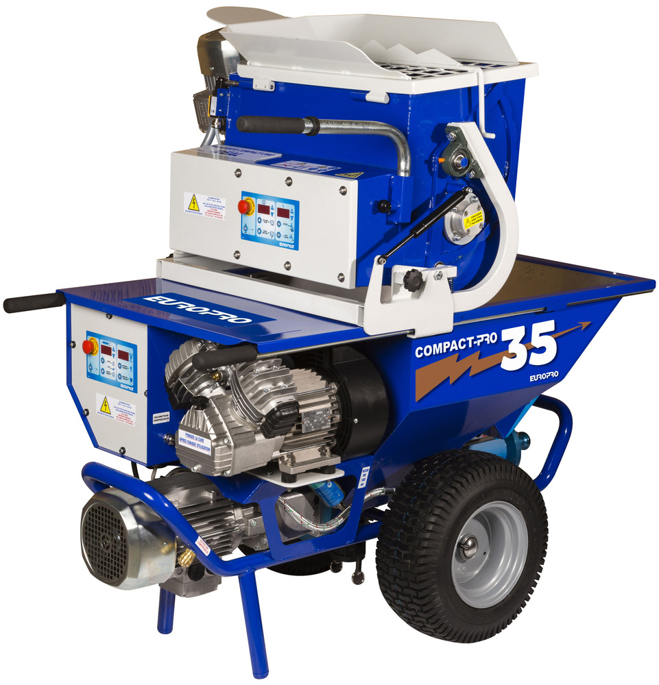 Machine à projeter d'enduit professionnelle PROJECT CP 35 avec malaxeur MIXPRO 80 et jeu de lances pour application de mortier et ITE.