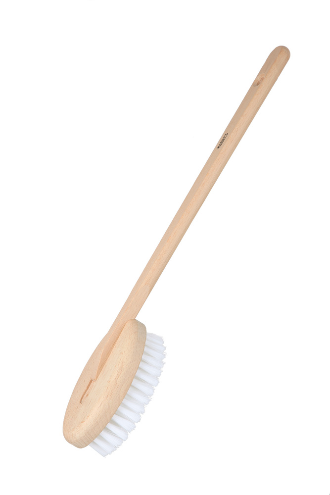 Brosse de bain douce à long manche en bois ciré et poils en nylon de 41 cm