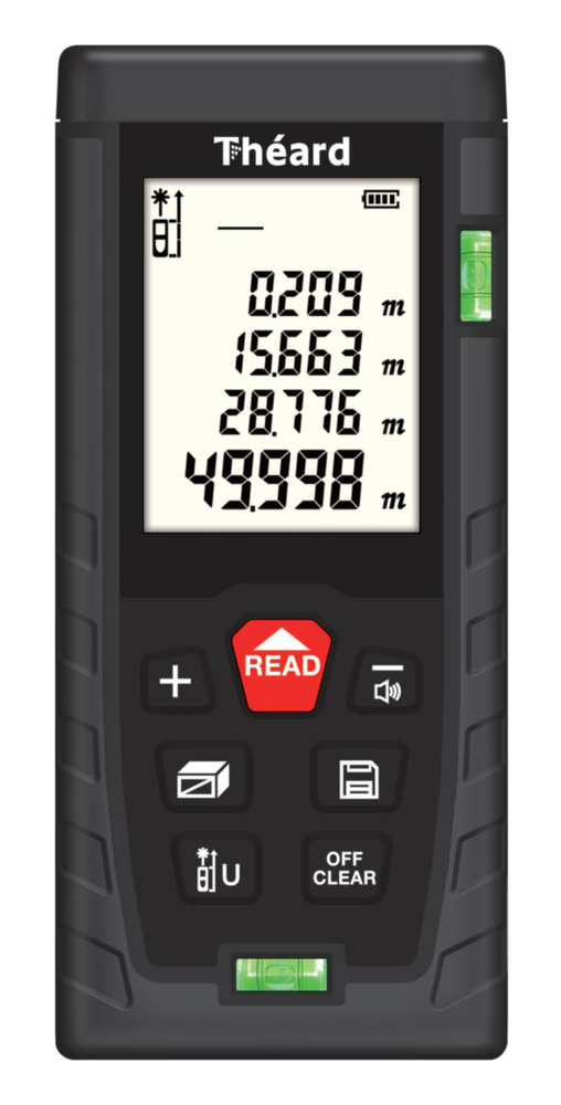 Télémètre laser LM50D pour mesures de distance précises, portée 50m, avec écran digital.