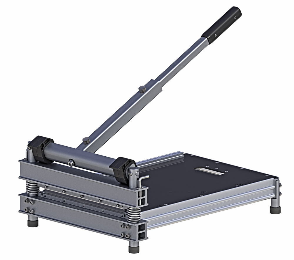 Massicot MD330 professionnel pour la coupe de parquets et revêtements de sol stratifiés, avec lame de précision et base stable.