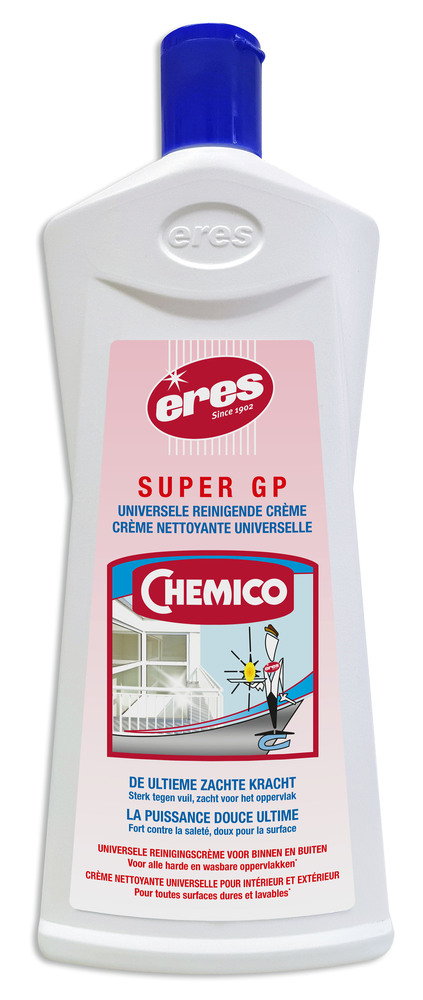 Crème Nettoyante Universelle Super GP Chemico 500 ml, crème à récurer pour un nettoyage efficace de la cuisine et surfaces.