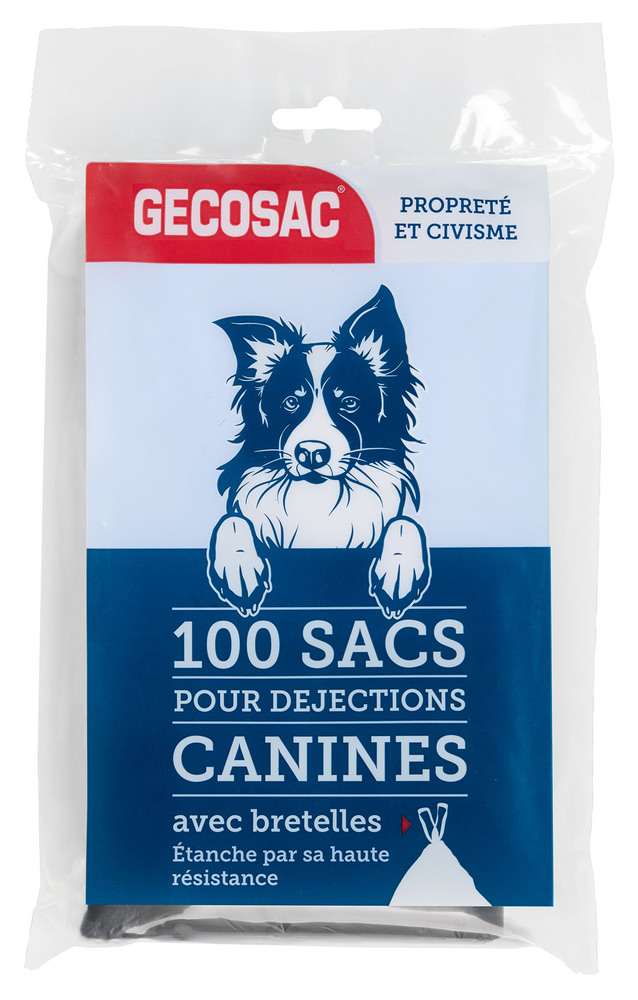 Lot de 100 sacs à déjections canines biodégradables et résistants pour la propreté.