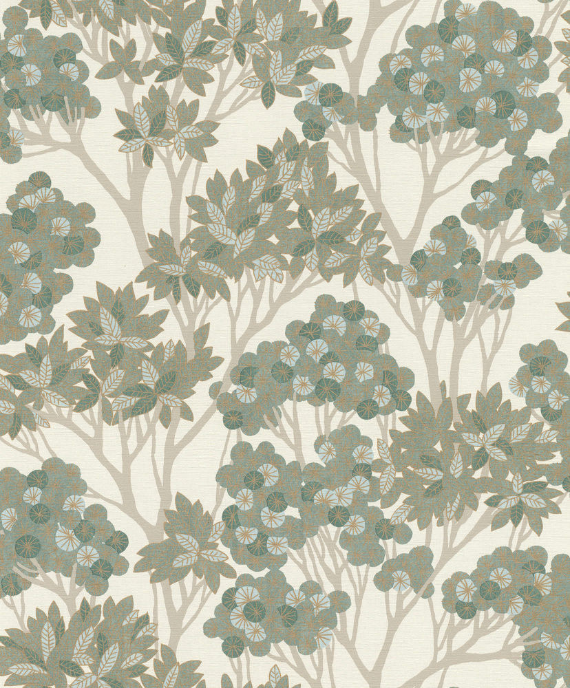 Papier peint vinyle grainé sur intissé motif arbor vert pour une ambiance naturelle