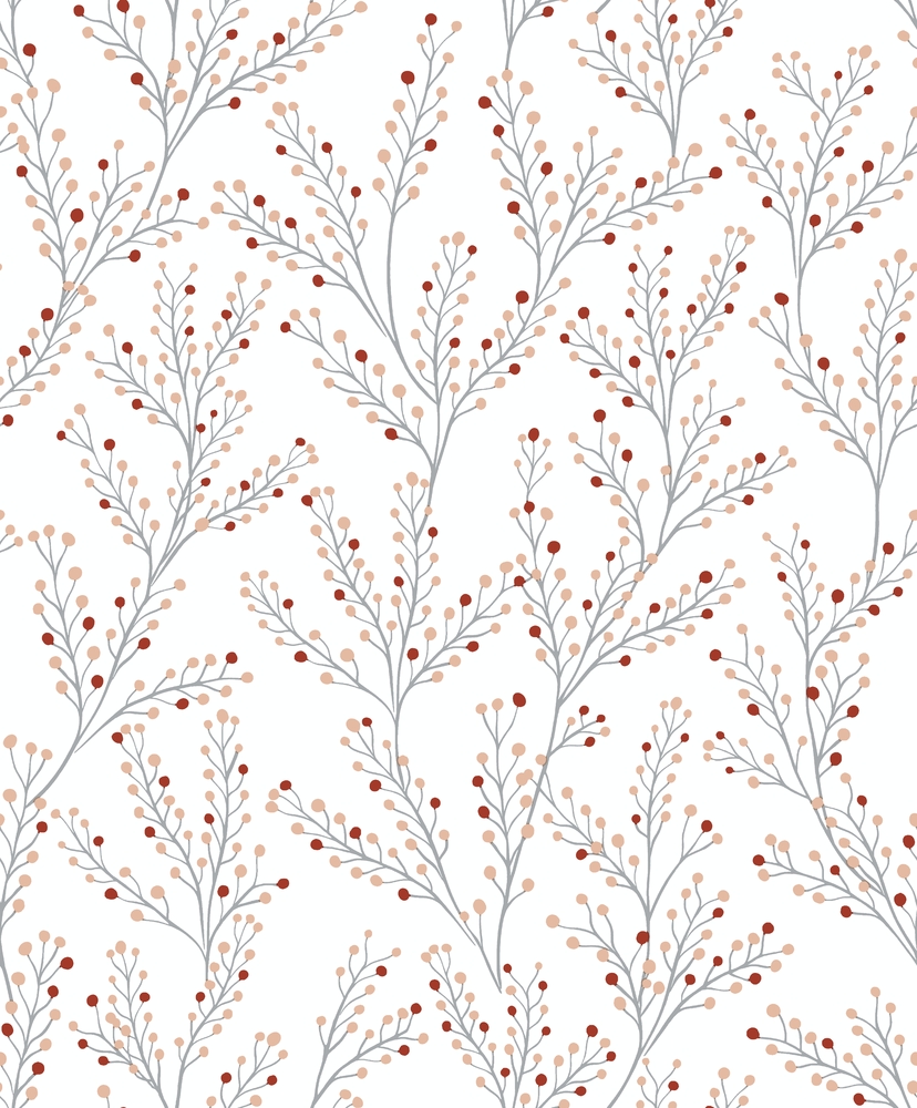 Papier peint intissé M57407 motif branchage scandinave sur fond blanc, pour une ambiance naturelle et lumineuse