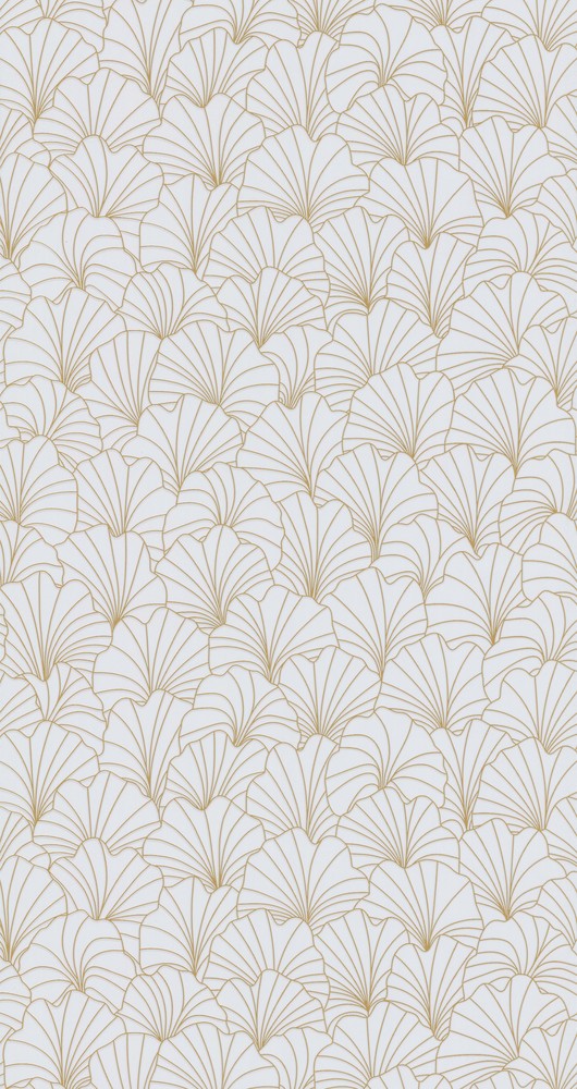 Papier peint expansé sur intissé à motif pétales en relief blanc et doré