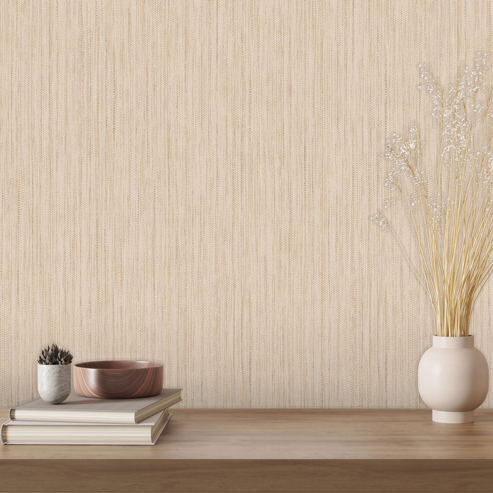 A55417 - Papier Peint Expansé sur Intissé Paille Naturelle Beige