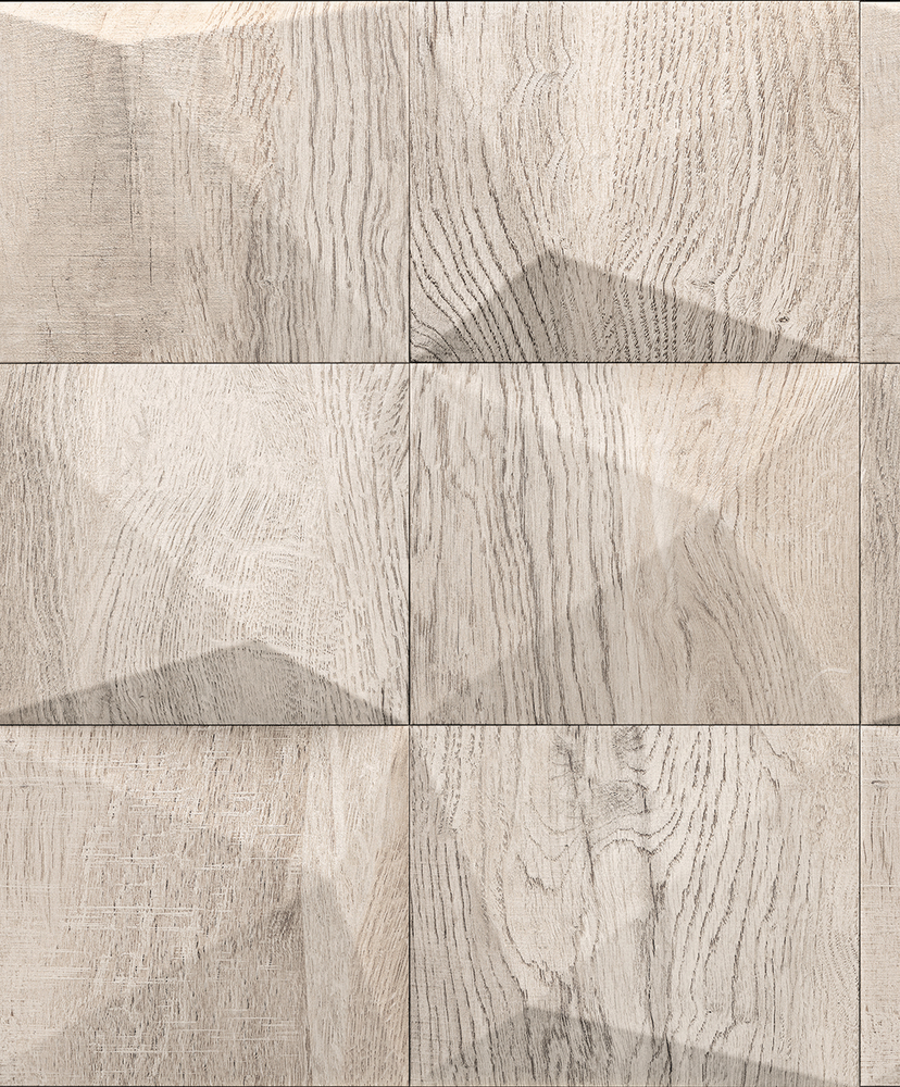 Papier peint intissé motif blocs de bois effet 3D aux tons naturels