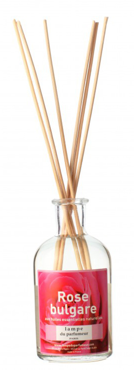 Diffuseur de parfum Bambous Parfumés Rose Bulgare 100 ml avec bâtonnets en bambou naturel