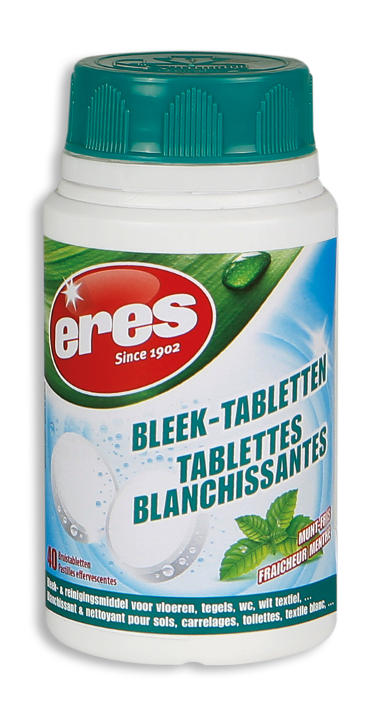 Lot de 40 tablettes effervescentes blanchissantes à la menthe pour l'entretien et l'hygiène générale.